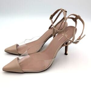 Linea Paolo Yuki Vinyl Illusion Stiletto Pumps Clear/Nude TPU/Nappa Sz US9M EU39